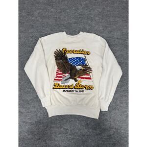 Vintage 1991 Operation Desert Storm Eagle USA Flag Sweatshirt Size M USA Made